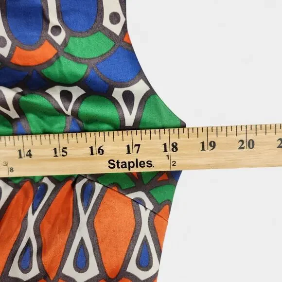 Boden Dress Womens 10R Blue Orange Green Geometric Print Sleeveless Sheath Lined - Picture 7 of 15